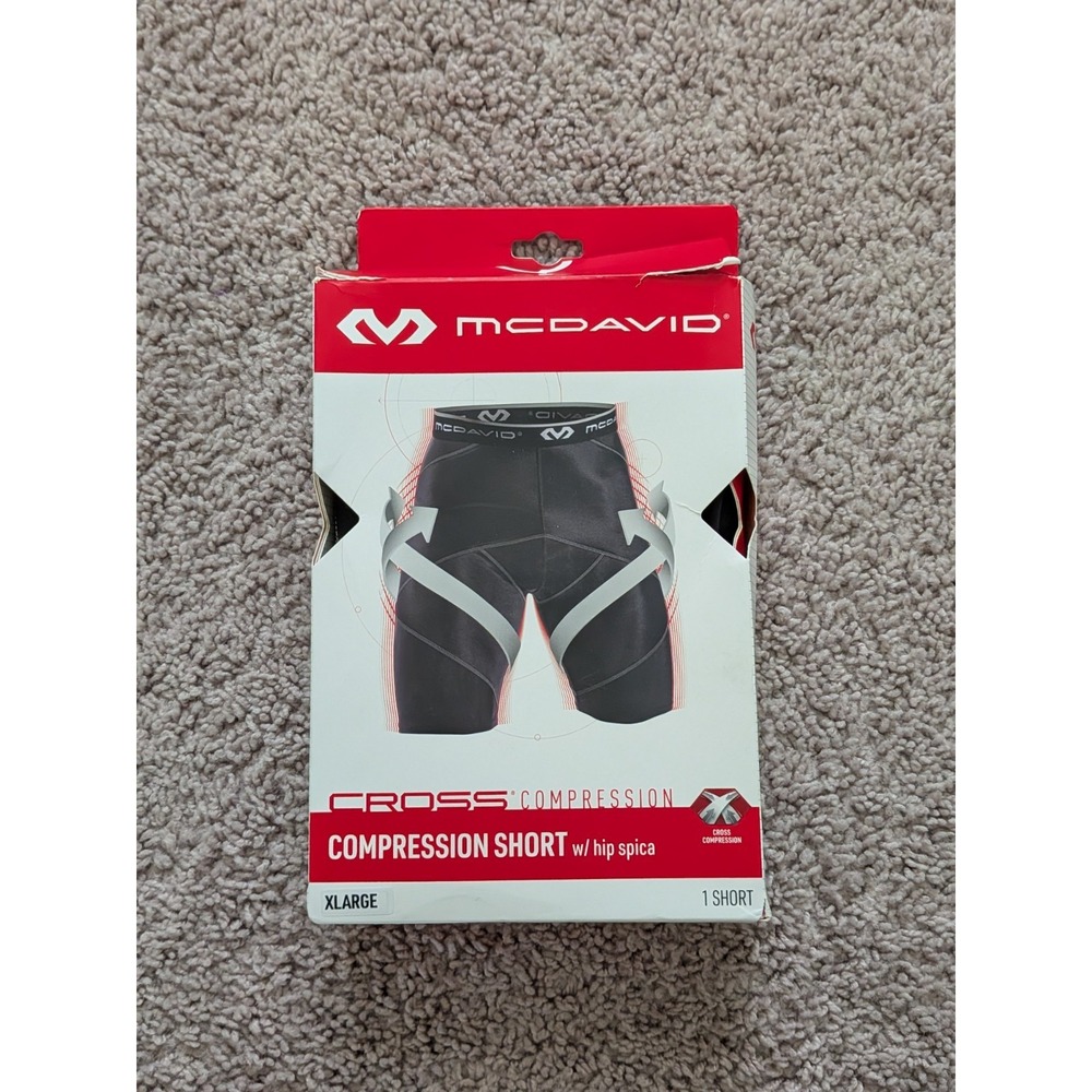 McDavid Cross Compression Short With Hip Spica Black Mens XL (38"-42") NIB